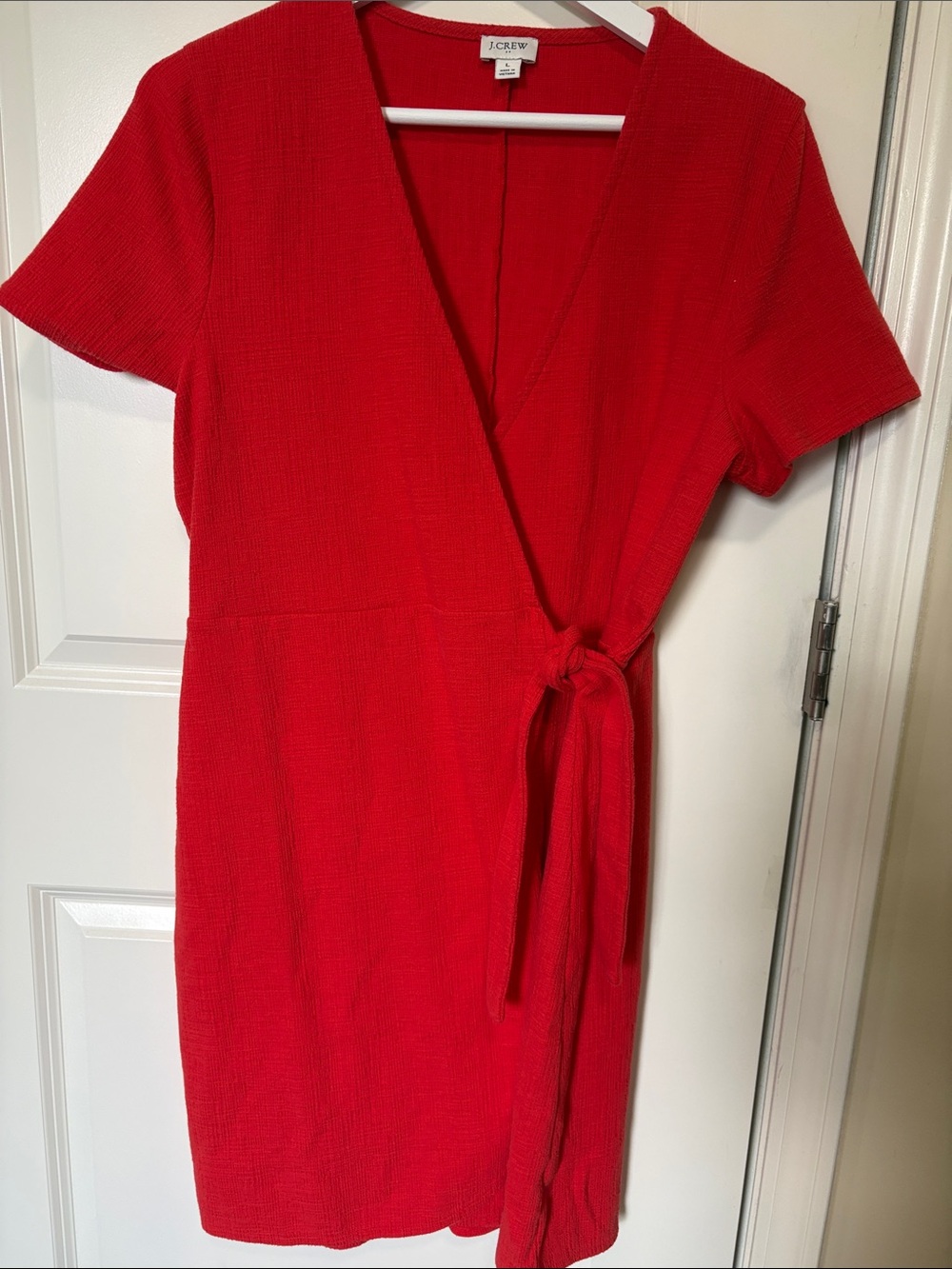 J. Crew Bright Red Short Wrap Mini Dress